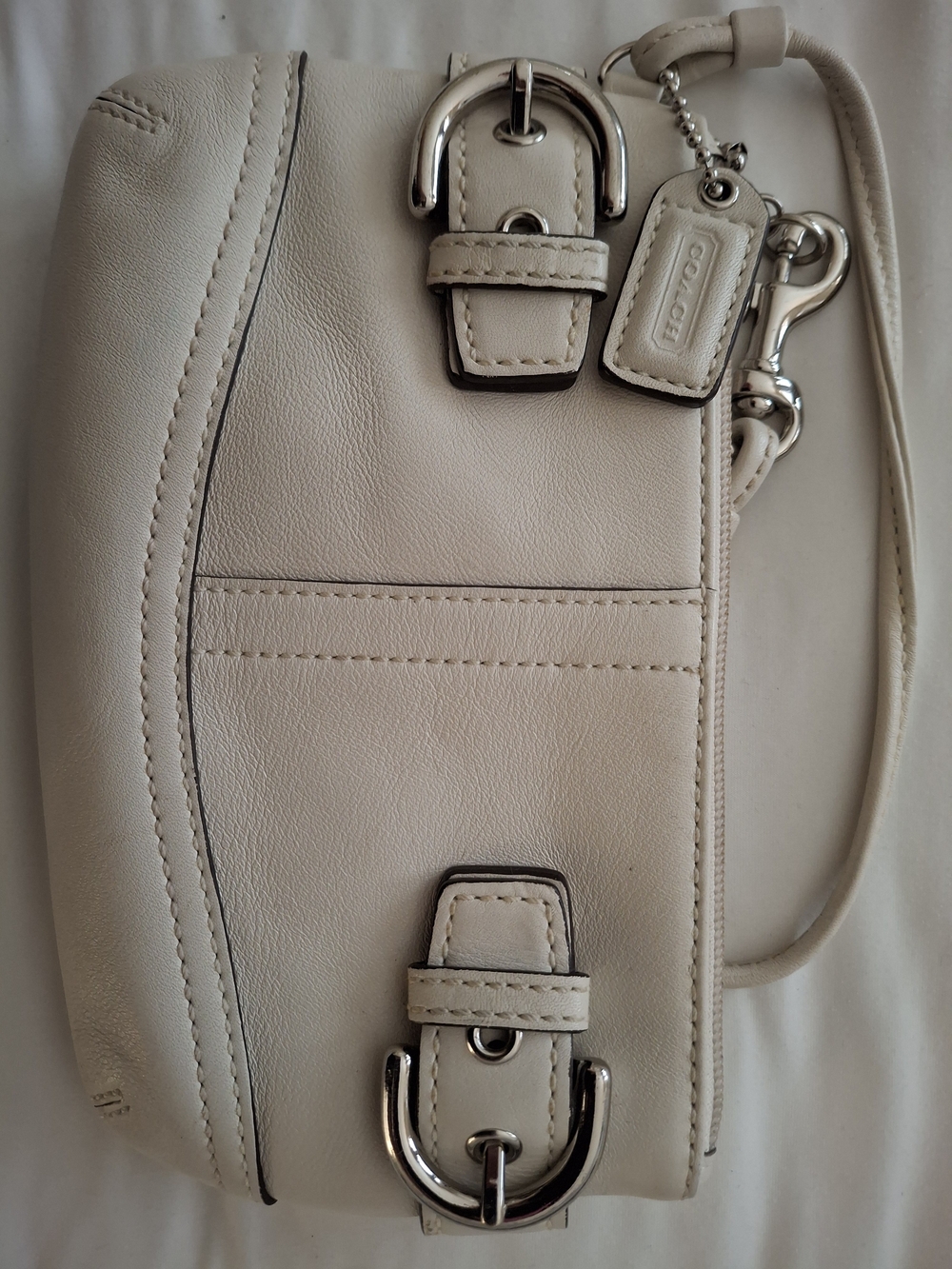 Coach Pebbled Leather Crossbody Bag in Chalk